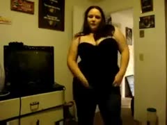 Amazing white, large, and attractive non-professional female stripteased on a webcam
